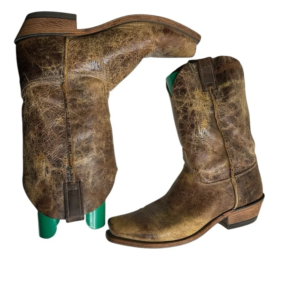 Vintage Brown Leather Cowboy Boots